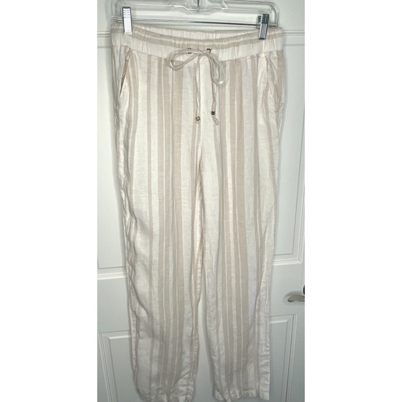 ELLEN TRACY Women's 100% Linen Drawstring Pant Size S Casual Beach Vacation - Picture 1 of 12